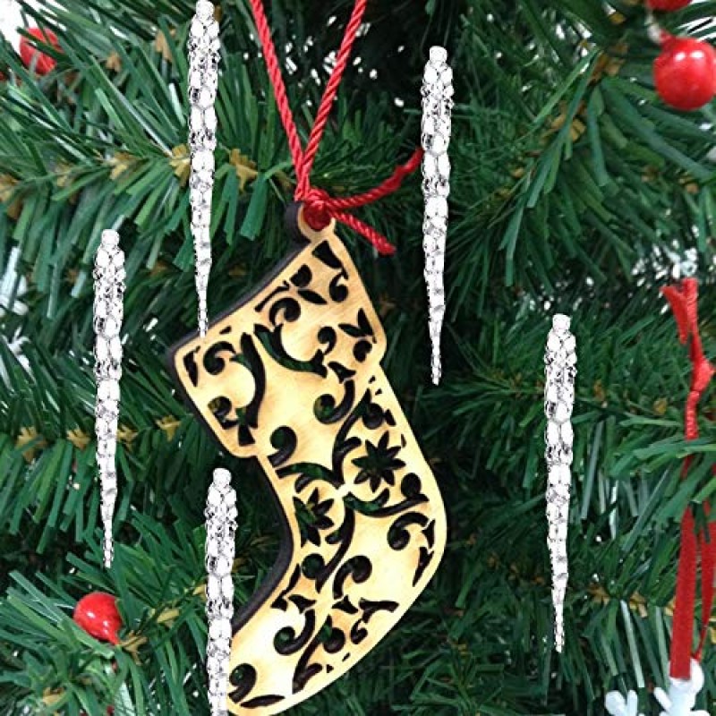 Klikel 유리 고드름 장식품 - 크리스마스 트리용 겨울 장식 - 총 36개의 매달린 장식품 - 18 4