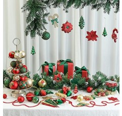 WBHome 70ct 모듬 크리스마스 공 장식품 세트 - 빨간색, 녹색 및 금색, 크리스마스 트리 장식용 비산 방지 장식품 크리스마스 휴일 장식, 후크 포함