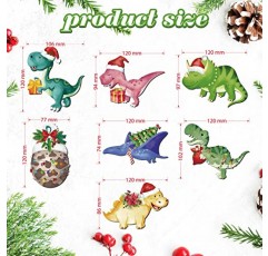 42 조각 크리스마스 트리를 위한 크리스마스 공룡 장식품, 어린이를 위한 나무 수채화 공룡 장식품 크리스마스 트리 토퍼 크리스마스 트리 어린이를 위한 크리스마스 장식품 세트 크리스마스 장식
