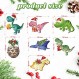 42 조각 크리스마스 트리를 위한 크리스마스 공룡 장식품, 어린이를 위한 나무 수채화 공룡 장식품 크리스마스 트리 토퍼 크리스마스 트리 어린이를 위한 크리스마스 장식품 세트 크리스마스 장식