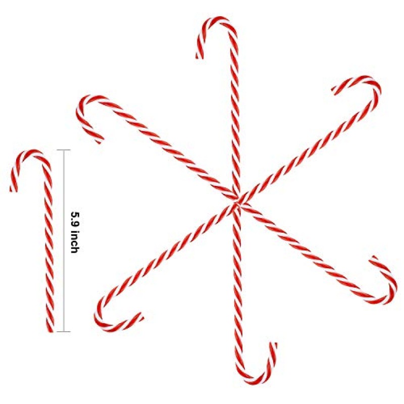 크리스마스 플라스틱 사탕 지팡이 크리스마스 트리 휴일 파티 장식 호의를 위한 장식품(빨간색과 흰색, 50개)