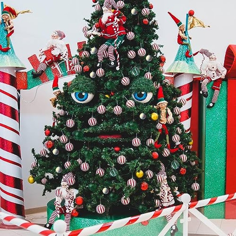30개 크리스마스 공 장식품, 7cm/2.76in 비산 방지 크리스마스 싸구려, 크리스마스 트리 장식용 빨강 및 녹색 싸구려, 크리스마스 트리 장식품, 파티, 크리스마스 휴가용 교수형 지팡이