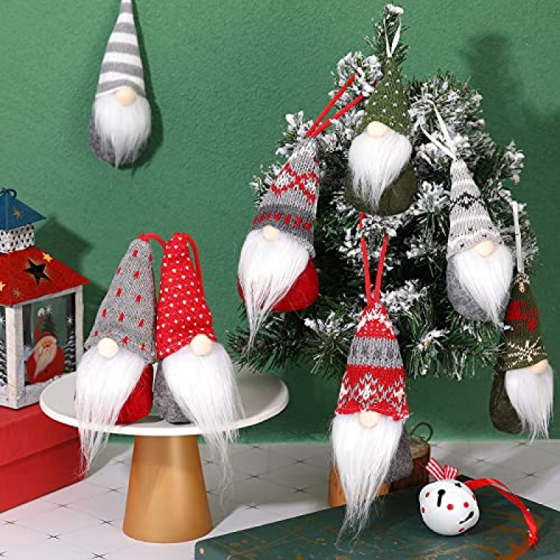 크리스마스 장식품 크리스마스 트리 교수형 격언 장식품 수제 스웨덴 톰테 장식 봉제 스칸디나비아 산타 엘프 교수형 인형 크리스마스 휴일 파티 장식(16개)