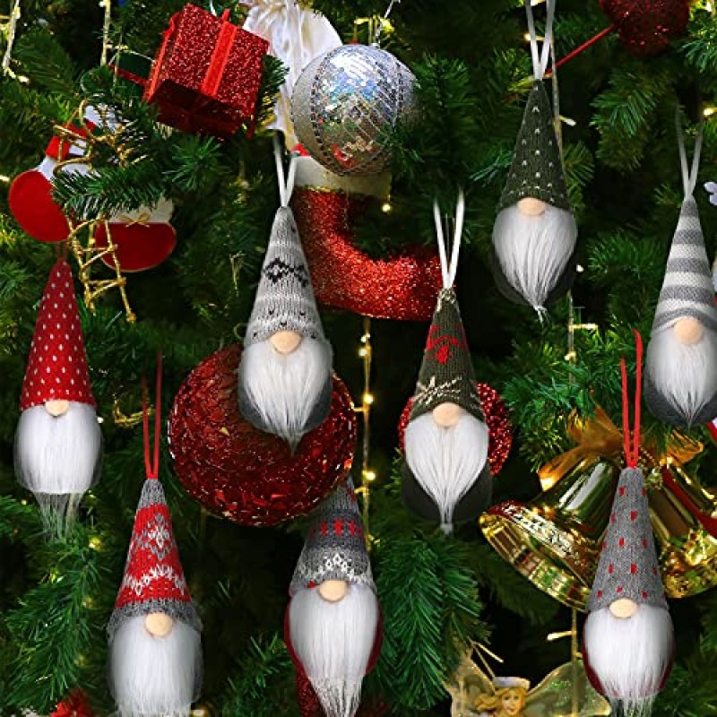 크리스마스 장식품 크리스마스 트리 교수형 격언 장식품 수제 스웨덴 톰테 장식 봉제 스칸디나비아 산타 엘프 교수형 인형 크리스마스 휴일 파티 장식(16개)