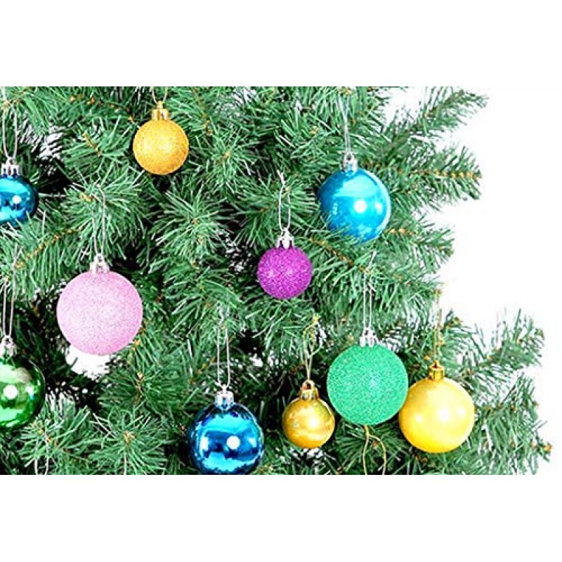 24개 크리스마스 공 싸구려, 작은 크리스마스 트리 장식(작은 크기, 라임 그린)을 위한 1.2