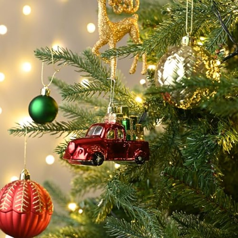 Valery Madelyn 크리스마스 트리 장식품 세트, 60ct 빨간색 녹색 및 금 비산 방지 크리스마스 트리 장식 대량, 크리스마스 나무 휴일 장식을위한 전통 국가 교수형 공 장식품