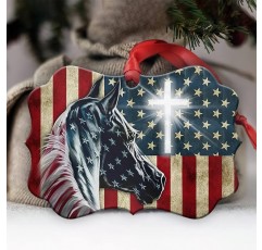 2023 크리스마스 장식품, 크리스마스 트리 장식 - 말 미국 애국자 LHGB1605005Y 장식품 - 알루미늄 장식품 - 크리스마스를 위한 최고의 선물(팩 1)