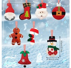 크리스마스 트리 펠트 장식 매달려 장식 3D 크리스마스 산타 조항 눈사람 순록 곰 사탕 지팡이 크리스마스 스타킹 그놈 펠트 또는 크리스마스 트리 파티를위한 나무 장난감 장식 (24 개,)