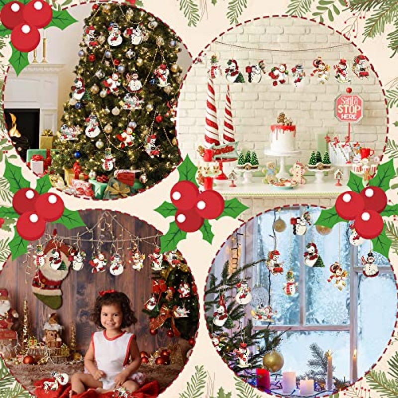 31Pcs 크리스마스 빈티지 전통적인 눈사람 매달려 나무 장식 장식, 크리스마스 오래 된 스타일 눈사람 나무 펜 던 트 장식품 크리스마스 트리, 겨울 테마 파티 장난감 Windows 벽난로 장식