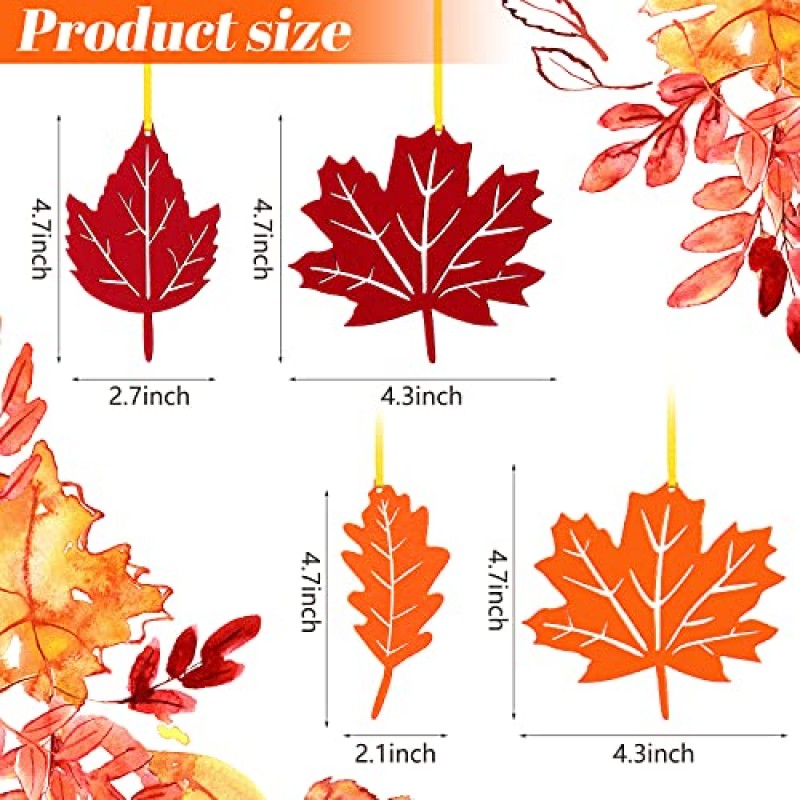 24 조각 추수 감사절 잎 펠트 장식품 가을 매달려 나무 장식 매달려 할로윈 추수 감사절 테마에 대한 펠트 장식 펜던트 가족 파티 실내 야외 매달려 장식