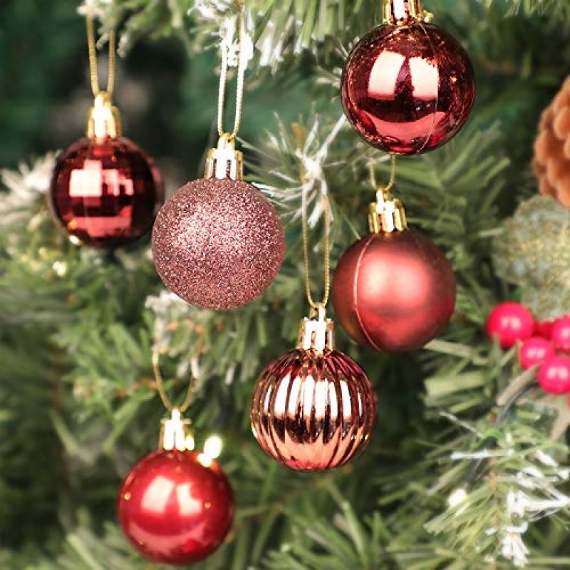 Walsport 크리스마스 공 장식품 크리스마스 트리, 36ct 플라스틱 비산 방지 싸구려 컬러 및 반짝이 크리스마스 파티 장식 1.6 인치 세트