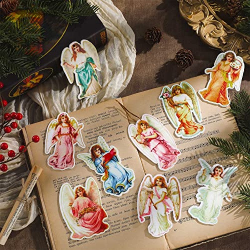 36 조각 크리스마스 천사 장식품 소박한 나무 크리스마스 트리 장식품 아일랜드어 교수형 천사 장식품 겨울 휴가 파티 장식, 12 스타일