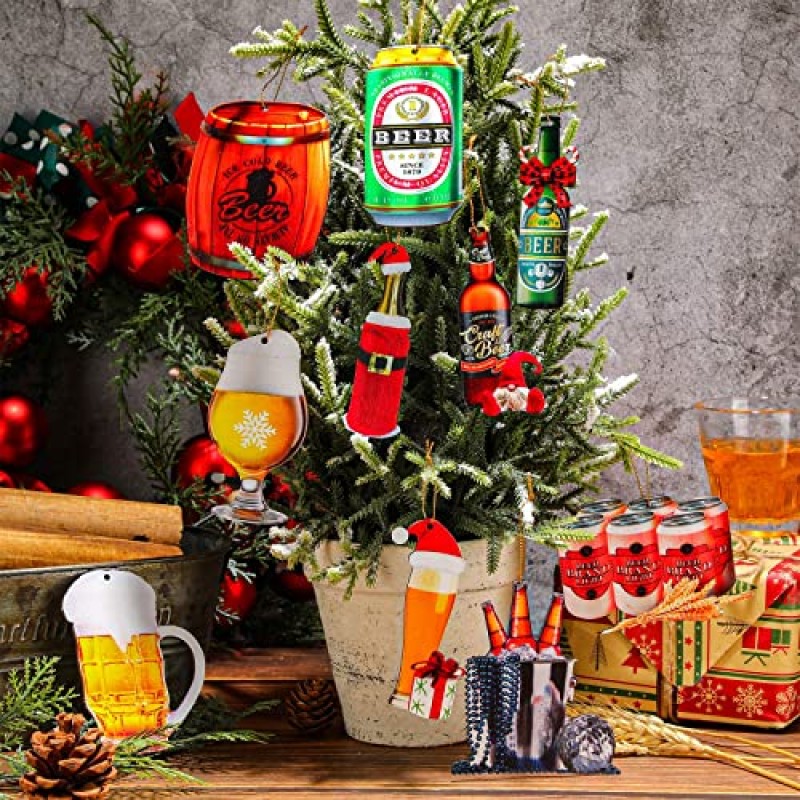 30 조각 맥주 크리스마스 트리 장식품 재미 있은 와인 병 장식품 나무 위스키 샴페인 병 맥주 장식품 크리스마스 트리 매달려 장식품 홈 파티 호의