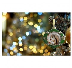 PTCRMG 크리스마스 트리 장식품 꽃 무늬 다람쥐 수채화 유리 크리스마스 장식품 크리스마스 휴일 장식품 매달린 크리스마스 트리 장식 녹색
