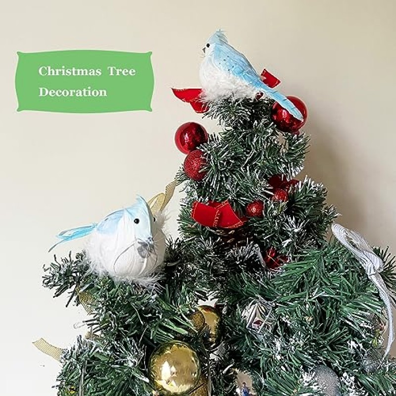 6pcs 현실적인 블루 제이 조류 장식품 화환 장식 공예 크리스마스 트리 장식 (클립) 에 대 한 인공 깃털 새