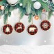 Sheroll 12 조각 크리스마스 트리 나무 장식 장식 버팔로 격자 무늬 크리스마스 장식 레드 블랙 매달려 장식품 나무 눈송이 사슴 홈 휴일 크리스마스 파티를위한 로프와 소박한 나무 조각