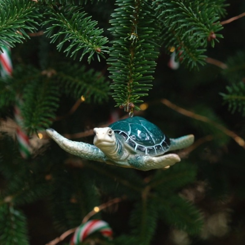 크리스마스 장식품 - 손으로 그린 ​​- 스타킹 스터퍼, 스쿠버 다이버 및 바다 애호가(푸른 바다 거북)