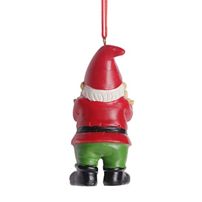 Gnometastic Holiday Double Bird Gnome 장식품, 3.5 인치 - 나무 및 휴일 홈 장식을 위한 부적절하고 재미있는 크리스마스 장식품