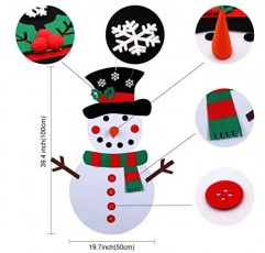 OurWarm DIY 펠트 크리스마스 눈사람 게임 세트 31개의 분리형 장식품, 벽걸이형 크리스마스 선물, 크리스마스 장식, 39 x 20인치