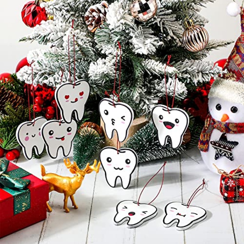 크리스마스 치아 장식 나무 장식 재미 있은 치아 크리스마스 크리스마스 트리 장식을 매달려 치과 의사 치과 보조 가족 친구 선물 홈 장식, 2.76 x 2.48 인치 (치아, 18 개)