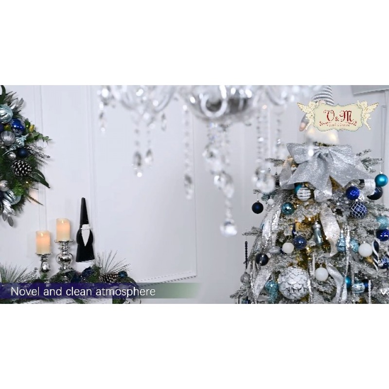 Valery Madelyn 크리스마스 공 장식품, 100ct 파란색과 금색 비산 방지 크리스마스 트리 장식 세트, 1.18 인치 공작 매달려 장식품 크리스마스 나무 대량 휴일 장식
