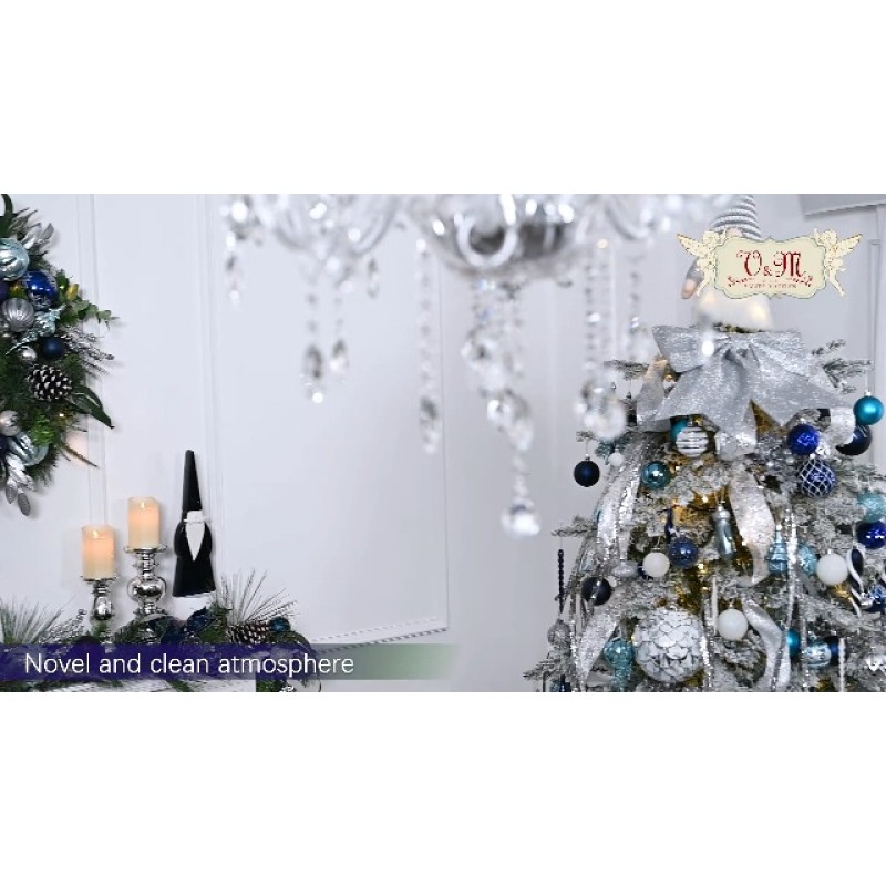 Valery Madelyn 30ct 60mm 겨울 소원 은색과 파란색 크리스마스 공 장식품 장식, 크리스마스 장식을위한 비산 방지 모듬 크리스마스 트리 장식품
