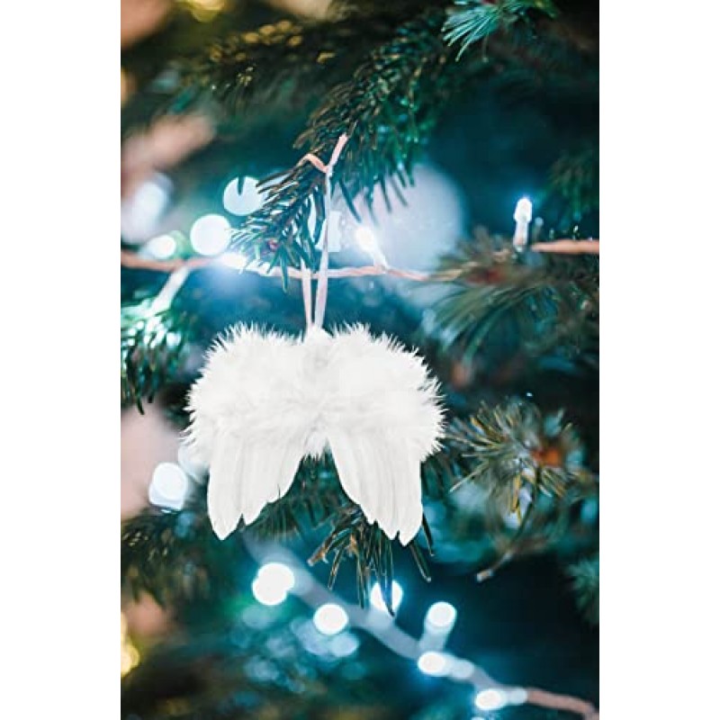 16 조각 천사 깃털 날개 장식 미니 천사 날개 흰색 깃털 크리스마스 장식 크리스마스 휴일 파티 장식에 대 한 빈티지 세련 된 펜 던 트 매달려 DIY 공예 (6.3 x 5.5 인치)