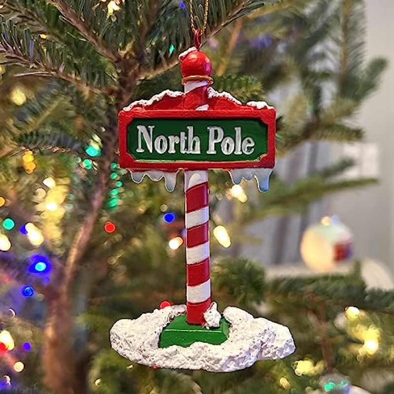 Tree Buddees The North Pole Sign Covered in Snow 크리스마스 트리 장식품