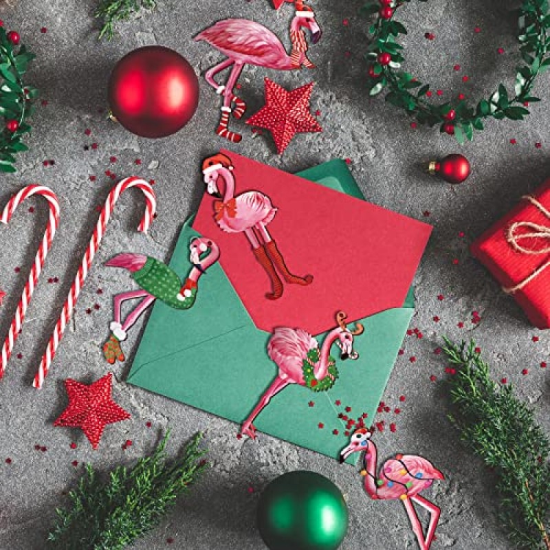 36 Pcs 플라밍고 크리스마스 트리 장식, 핑크 매달려 플라밍고 장식품 크리스마스 홈 오피스 파티 트리 휴일 장식 (플라밍고)에 대한 아마 밧줄과 선물 나무 크리스마스 트리 장식