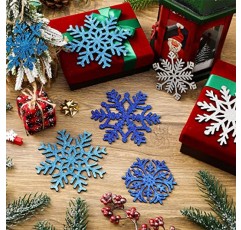 48 조각 크리스마스 반짝이 눈송이 장식품 나무 눈송이 매달려 장식품 크리스마스 트리 창 홈 겨울 파티 장식, 6 스타일에 대한 블루 실버 눈송이 모양의 장식