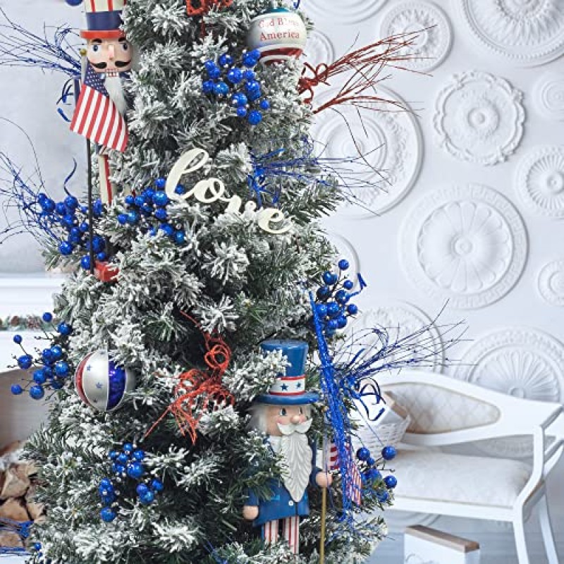 KI Store 대형 애국 공 장식품 12pcs 재향 군인의 날을위한 미국 국기 장식 크리스마스 장식 보너스 6pcs 미국 국기