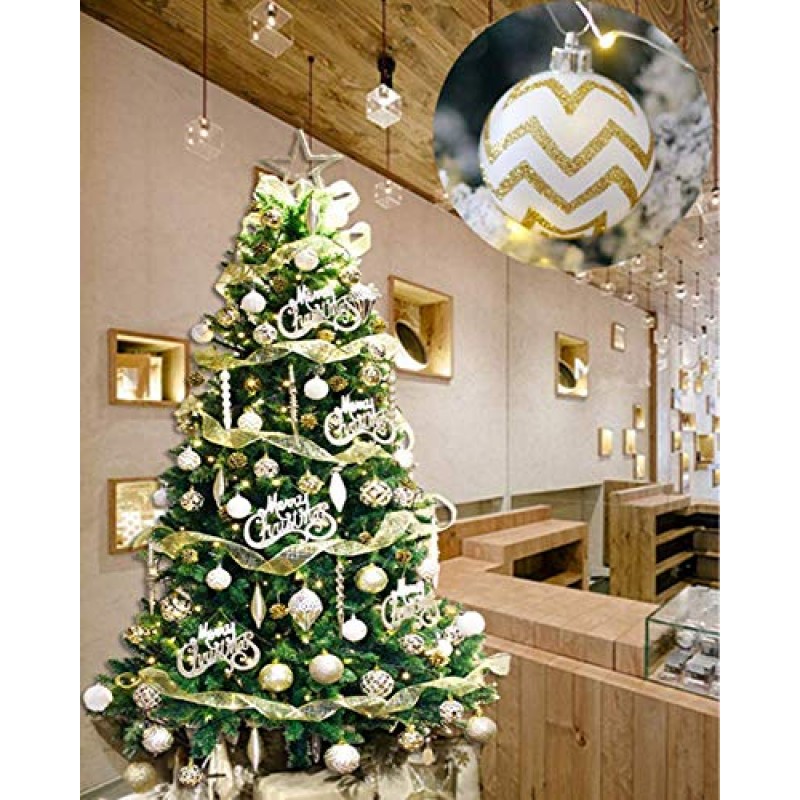 30pcs 크리스마스 공 장식품 비산 방지 크리스마스 장식 휴일 웨딩 파티 장식 축제 위젯 펜던트 트리 장식품 후크 2.36in 6mm (골드)에 대한 나무 공