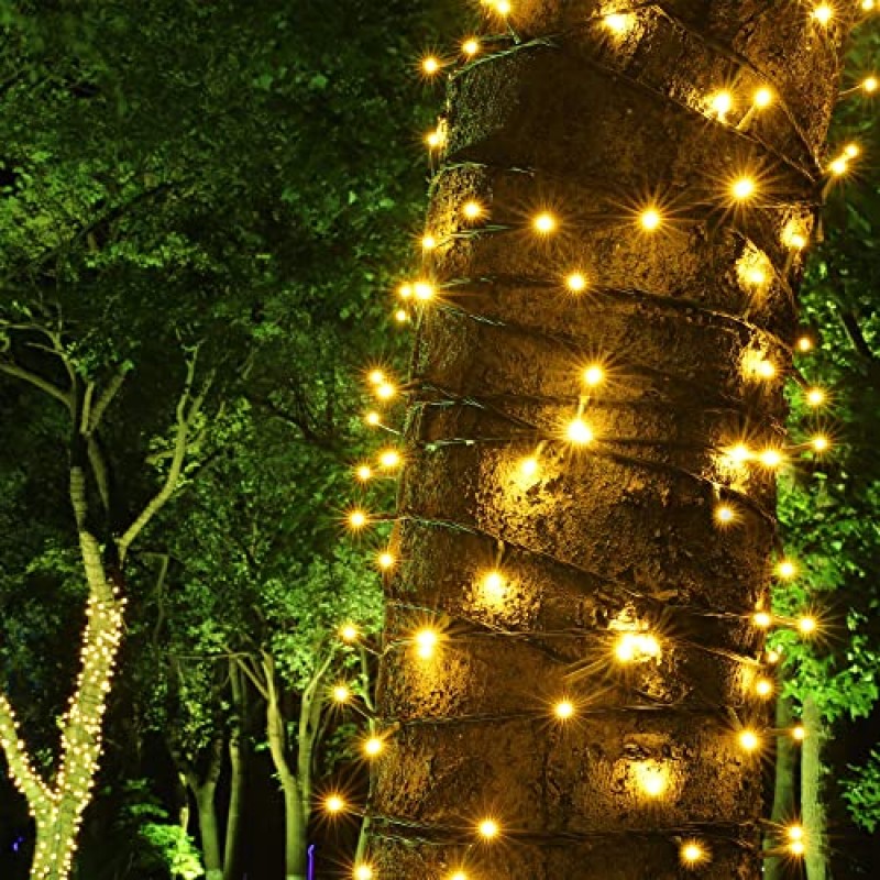 100-1000 LED 크리스마스 조명, 8가지 모드를 갖춘 저전압 요정 스트링 조명, Xmax 나무, 정원, 집, 파티, 할로윈 축제 데코에 이상적(300 LED, 따뜻한 흰색)