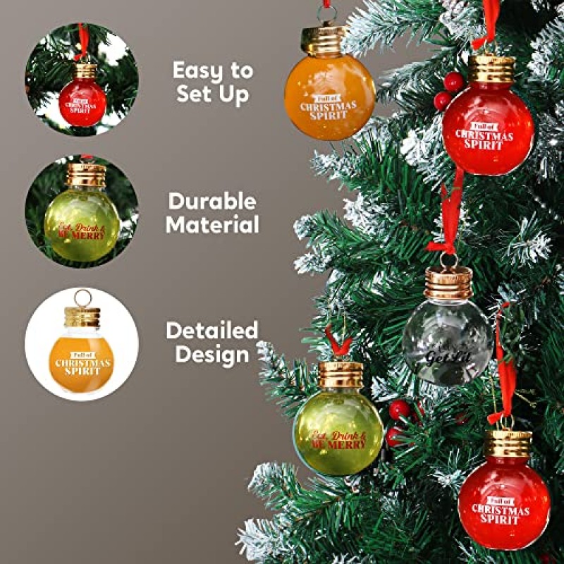 Joiedomi 9 Pcs Boozeball 크리스마스 장식품 세트 1.7 온스 채울 수있는 공 장식품 크리스마스 휴일 실내 및 실외 크리스마스 장식을위한 크리스마스 장식