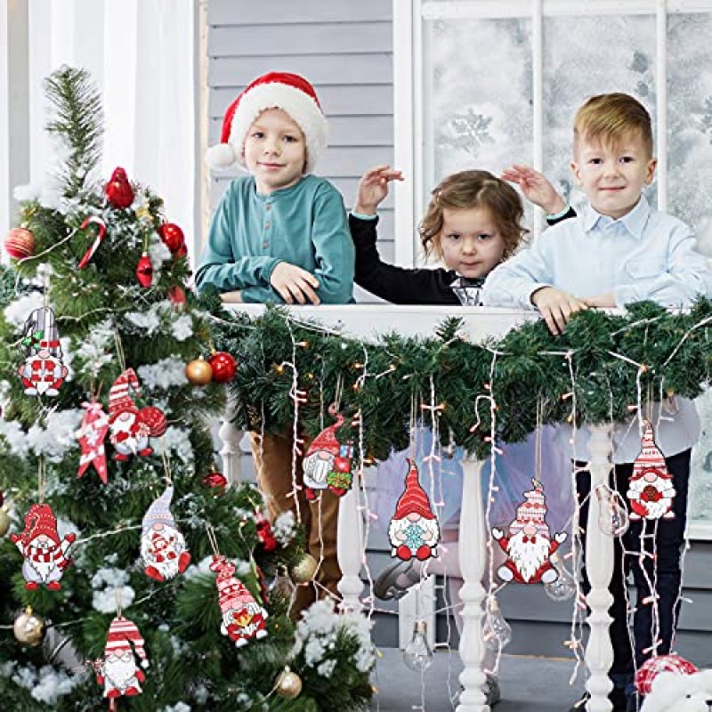 40 조각 크리스마스 그놈 나무 장식품 크리스마스 트리 그놈 교수형 로그인 그놈 장식 수제 엘프 스칸디나비아 그놈 장식품 크리스마스 트리 파티 장식을위한 스웨덴어 Nisse Tomte 장식
