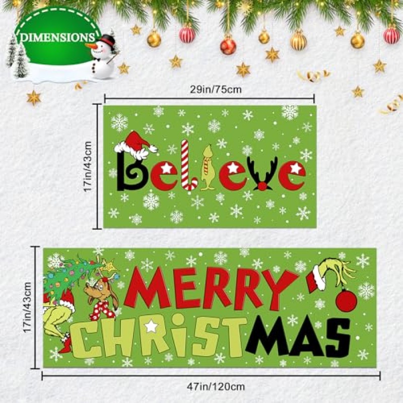 JAKITRE 메리 크리스마스 주방 러그 및 매트 2개 세트, 믿을 수 있는 크리스마스 주방 장식 매트 미끄럼 방지 러그 야외 현관 매트 주방 농가용 쿠션형 크리스마스 러너 러그 - 17