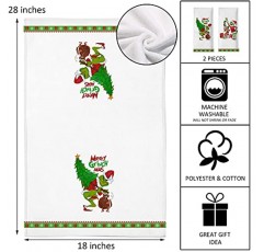 Seliem 메리 크리스마스 장식 주방 접시 수건, 재미있는 빨간색 녹색 크리스마스 트리 개 목욕 손가락 끝 수건 차 바 손 건조 천, 겨울 휴가 강아지 농가 장식 홈 장식 18 x 28 인치