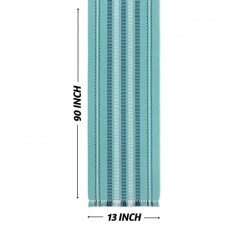 농가 장식을 위한 민속 보호 테이블 러너 90인치 길이, 주방 장식을 위한 100% 면 식탁 러너, 소박한 테이블 러너 또는 블루 커피 테이블 러너(청록색)