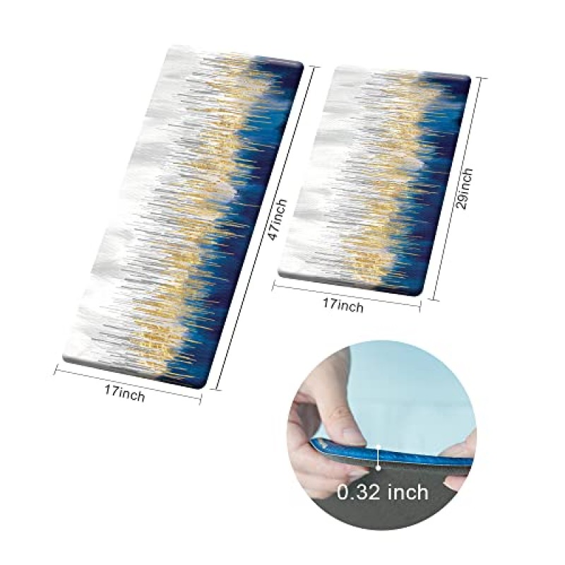 다채로운 스타 방수 쿠션 주방 매트 바닥 2 PCS 가죽 주방 러그 세트 부엌 세탁 장식을위한 미끄럼 방지 피로 매트 17 