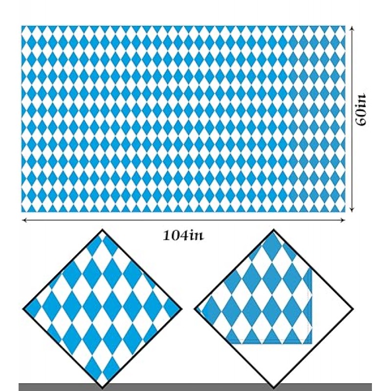 독일 옥토버 페스트 테마 파티 장식을위한 Hafangry 옥토버 페스트 식탁보 농가 홈 주방 장식을위한 블루 바이에른 플래그 체크 테이블 천 (60 