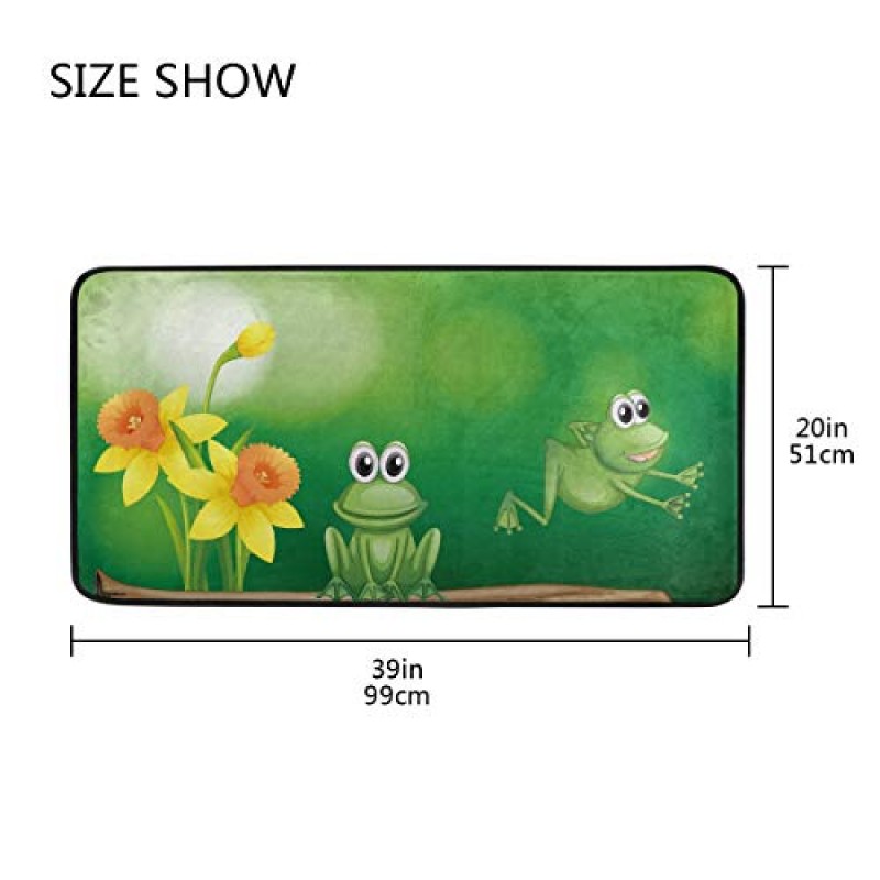 주방 러그 두 녹색 개구리 디자인 미끄럼 방지 부드러운 주방 매트 목욕 깔개 러너 도어 매트 카펫 홈 장식, 39 