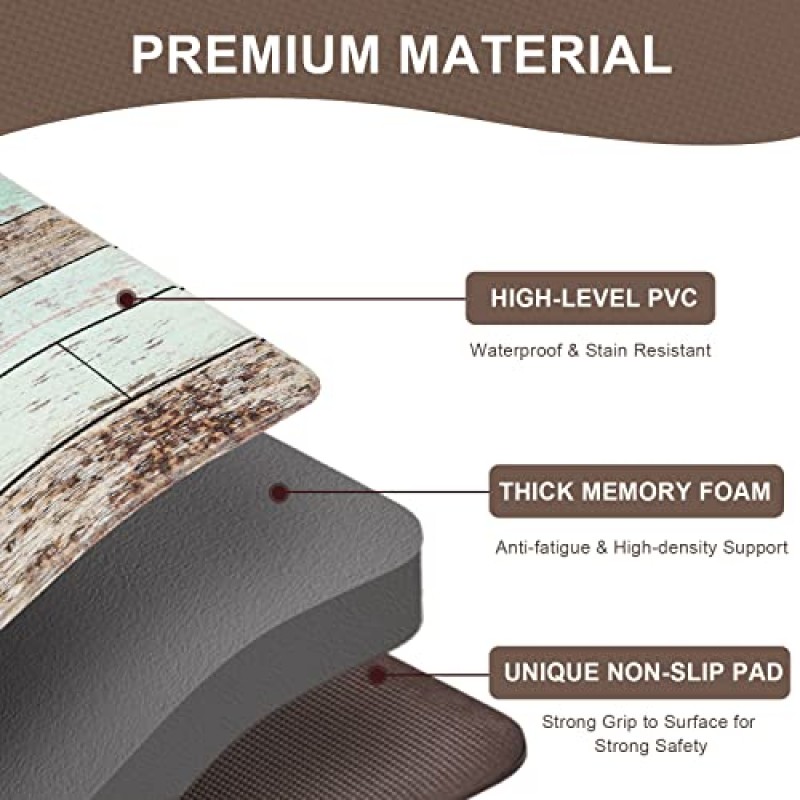 ASPMIZ 농가 주방 매트 3개, 쿠션이 있는 피로 방지 주방 러그 미끄럼 방지 메모리 폼 주방 매트 및 러그 방수 주방 바닥 컴포트 매트 18' x 30' + 18' x 48' + 18' x 60', 사랑