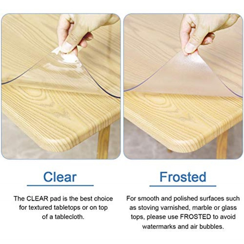 ETECHMART 42 x 72 인치 투명 PVC 테이블 커버 보호대, 2mm 두께 맞춤형 플라스틱 책상 패드, 커피 테이블, 식탁, 책상용 방수 비닐 테이블 상단 보호 매트