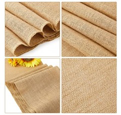 24 Pcs 삼베 테이블 러너 완성 된 가장자리가있는 12 x 108 인치 농가 테이블 러너 Hessian Burlap Runner 결혼식 생일 크리스마스 베이비 샤워 커피 테이블 장식을위한 소박한 결혼식 통로 장식