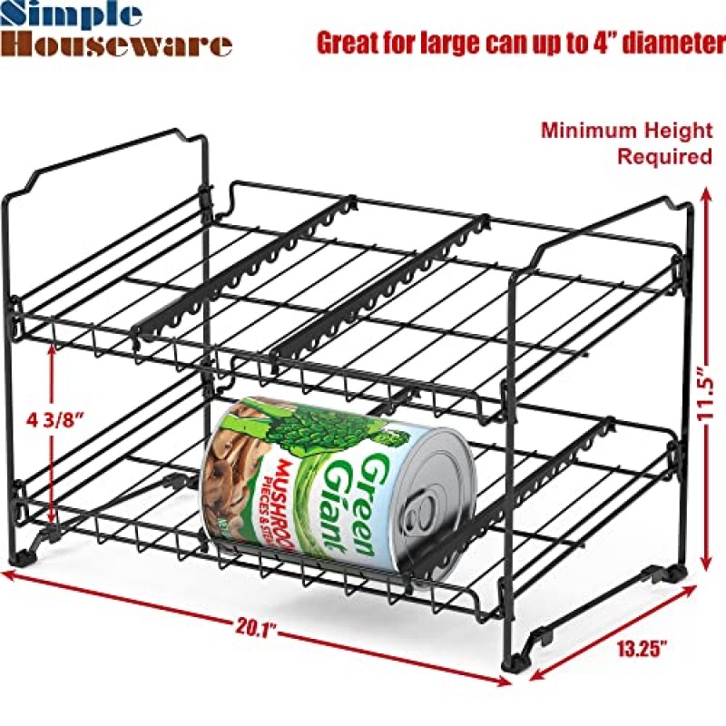 SimpleHouseware 2단 캔 랙 2팩, 블랙