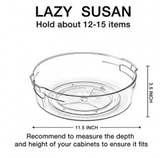 4 팩 Lazy Susan 정리함, 캐비닛용 11.5인치 투명 Lazy Susan 턴테이블 랙 - 360도 회전 및 2개 핸들 디자인, 식품 저장실 정리 및 보관, 주방 조리대, 냉장고, 화장대