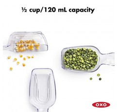 OXO Good Grips POP 컨테이너 - 밀가루 및 기타 식품 보관을 위한 밀폐형 4.4 Qt, 정사각형, 투명 및 Good 그립 POP 컨테이너 액세서리 3피스 스쿠프 세트