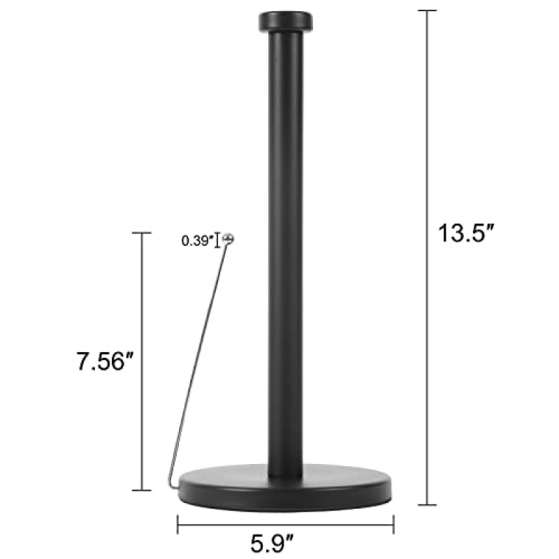 종이 타월 홀더, 조리대 스테인레스 스틸 종이 타월 주방 다이닝 룸용 강철 팔이 있는 탁상용 - 검정색