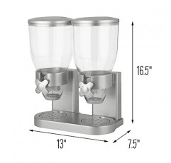 Zevro /GAT202 필수 건조 식품 디스펜서, 이중 제어, 실버