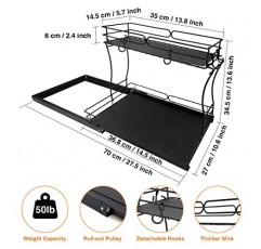 HANSILINA 풀아웃 캐비닛 정리함 2단 언더 싱크 캐비닛 정리함 보관 선반(주방 욕실 세탁실용 슬라이딩 보관 바구니 포함), 최소 11인치 캐비닛 입구 요청(검은색)